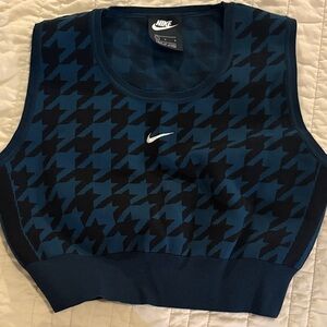 Nike Blue and Black Houndstooth Women's Top